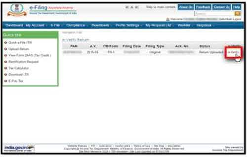 E-Verification of ITR through Net Banking
